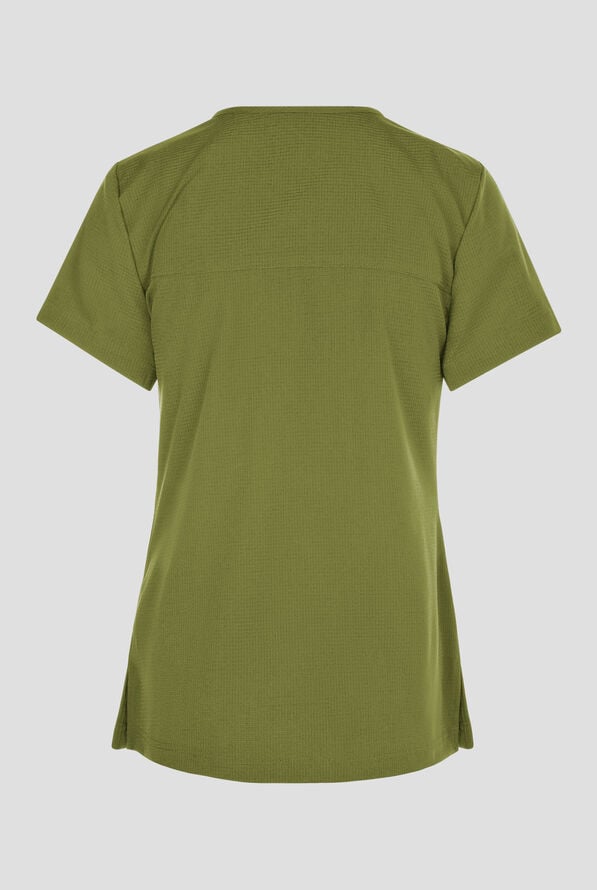 Blusa m&eacute;dica koi Solis Sari STRETCH con cuello en V y 4 bolsillos para mujer - Martini Olive - 4