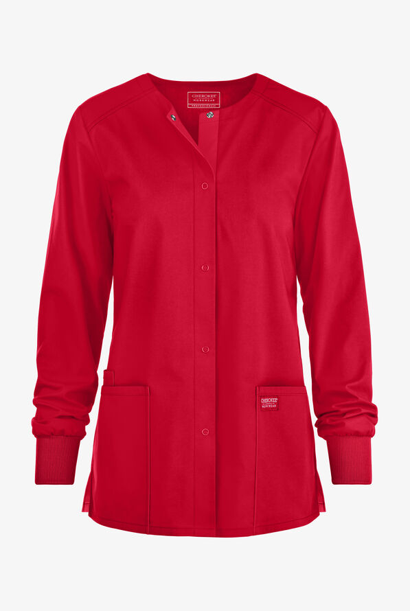 Chaqueta m&eacute;dica Cherokee Workwear Professionals con botones a presi&oacute;n y 3 bolsillos para mujer - Red - 1