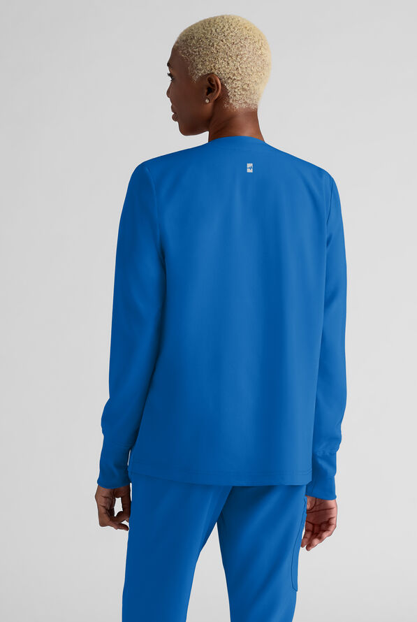 Easy STRETCH Rachel Women's 3-Pocket Snap Front Scrub Jacket - Royal - 2