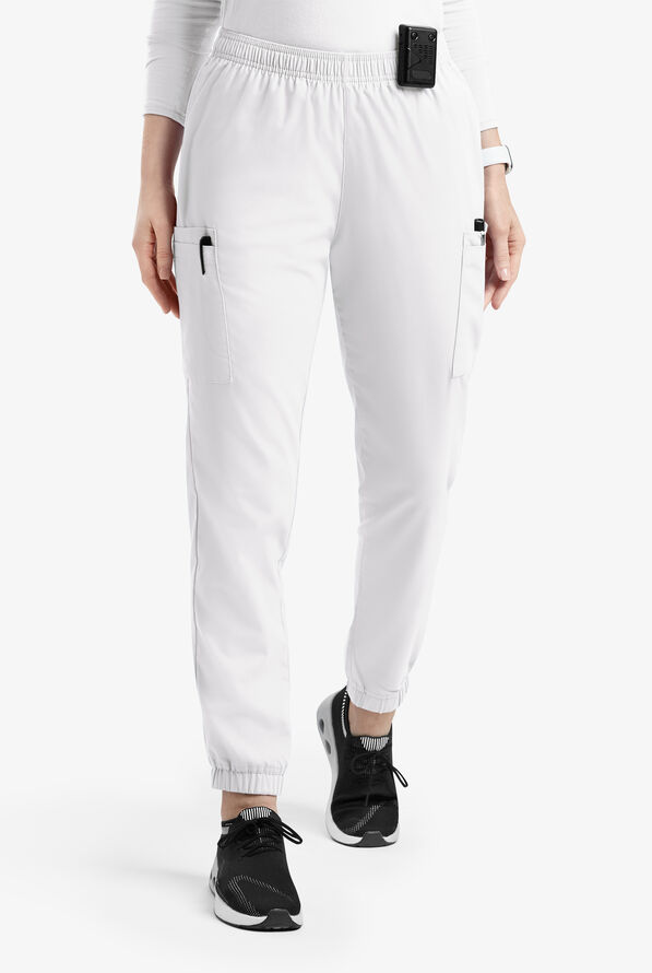 Pantalón médico Butter-Soft Originals estilo jogger cargo con 7 bolsillos y piernas pitillo para mujer - White - 1