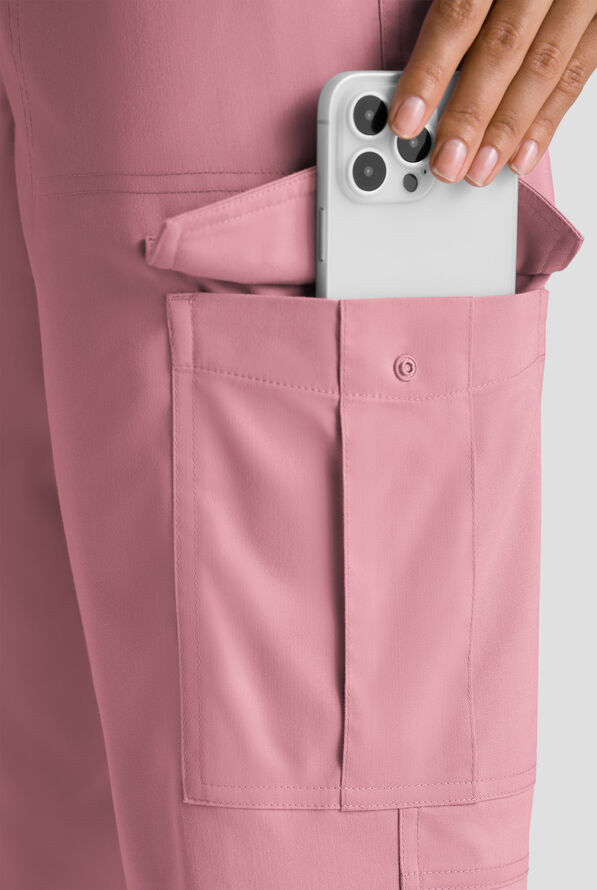 Butter-Soft STRETCH FLXTEK+ Women's 8-Pocket Cargo Jogger Scrub Pant - Tall - Cosmo Pink - 3