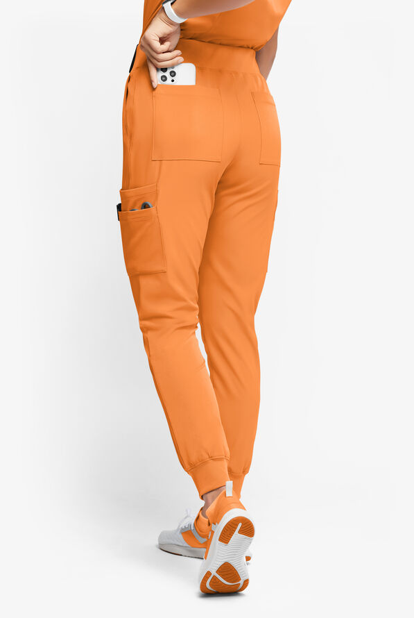 WhisperLite YARA Women's 10-Pocket Cargo Jogger Scrub Pants - Petite - Apricot Crush - 3