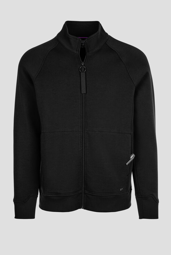 Healing Hands Purple Label Colt Men's 5-Pocket STRETCH Zip Front Scrub Jacket - Black - 1
