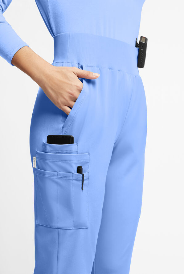 Pantalón médico WhisperLite Semira estilo cargo inspirado en el yoga con 11 bolsillos para mujer - Ceil Blue - 4