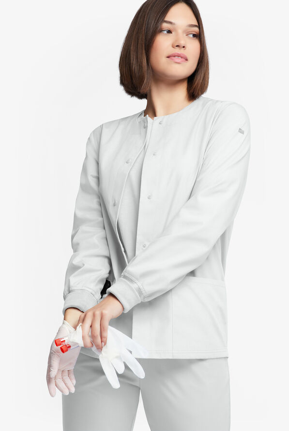 Butter-Soft Originals Women's 3-Pocket Warm-up Scrub Jacket - White - 2