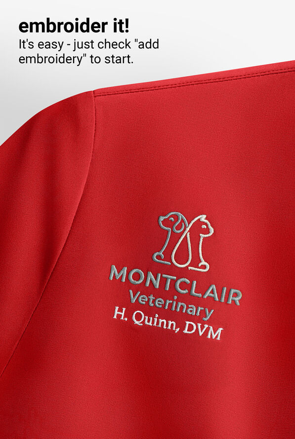 Blusa m&eacute;dica Dickies EDS Signature de corte contempor&aacute;neo con cuello en V y 6 bolsillos para mujer - Red - 5