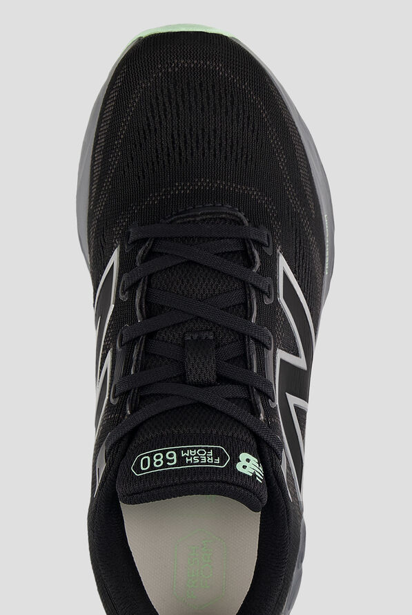 New Balance Women's Fresh Foam 680 Waterproof Black/Lab Green Athletic Lace Up Shoes - null - 2