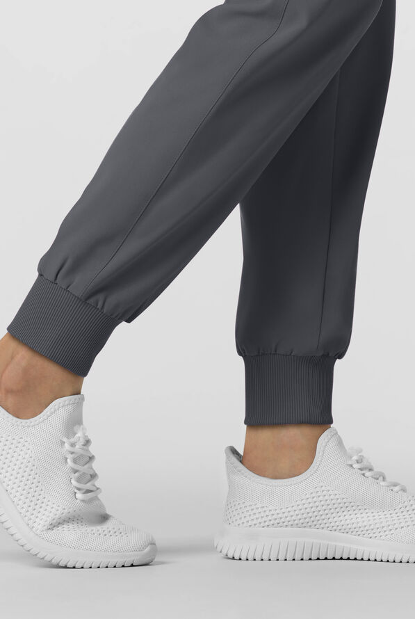 Wink Renew Women's 6-Pocket STRETCH Flat Front Drawstring Cargo Jogger Scrub Pant - Pewter - 3