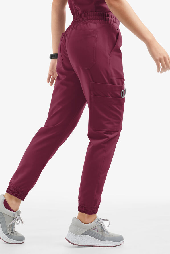 Pantal&oacute;n m&eacute;dico Movement by Butter-Soft Cephei petite estilo jogger con 11 bolsillos para mujer - Wine - 3