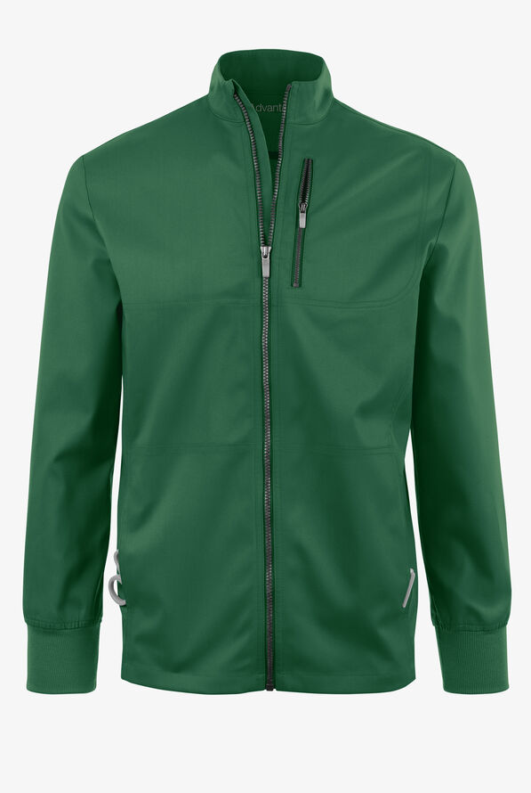 Advantage STRETCH Men's 4-Pocket Zip Front Warm-Up Scrub Jacket - Hunter - 1