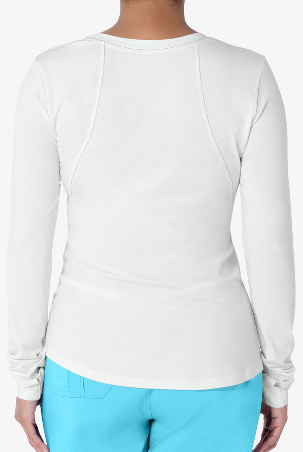 Healing Hands Mackenzie Women's STRETCH Long Sleeve Knit Underscrub - White - 3