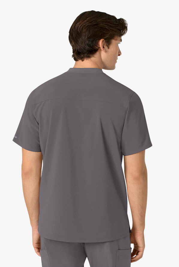 Carhartt Cross-Flex Men's 3-Pocket STRETCH Zip Pocket Henley Banded Collar Scrub Top - Pewter - 4