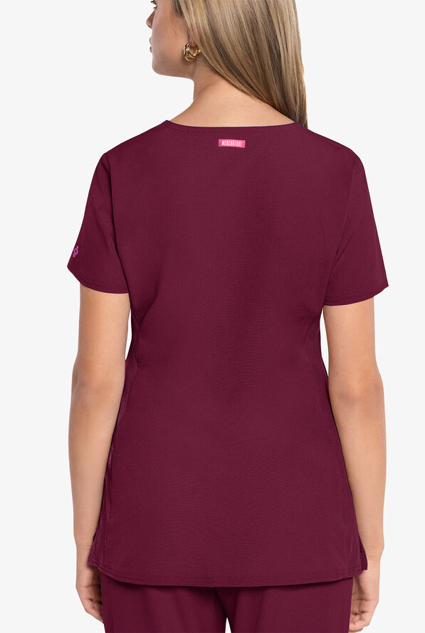 Med Couture Amp Women's 3-Pocket STRETCH V-Neck Scrub Top - Wine - 3