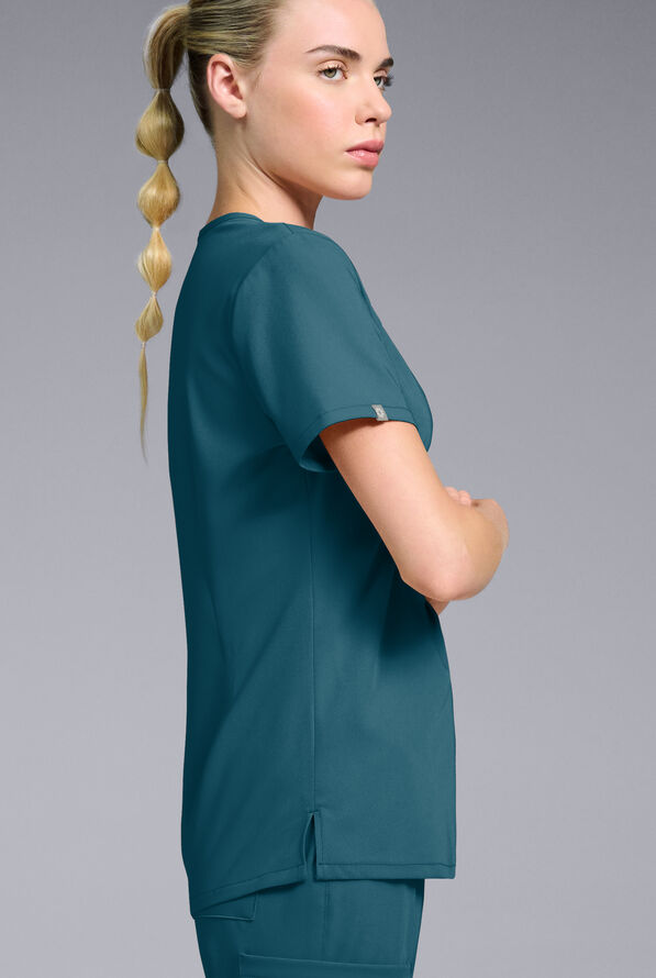Hypothesis Women's Base V-Neck Tuck-In Scrub Top - Caribbean Blue - 4