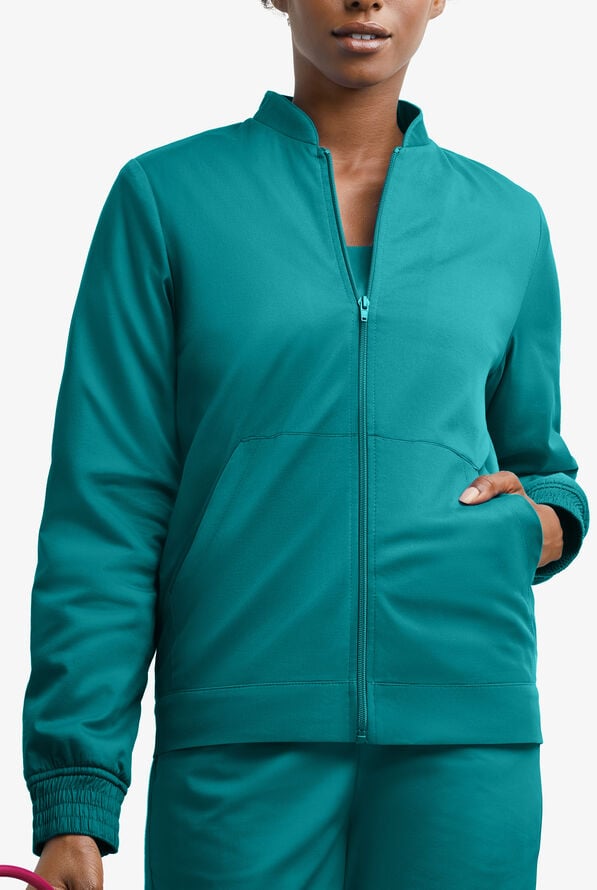 Chaqueta médica unisex UA Butter-Soft STRETCH con forro polar y 3 bolsillos - Teal/Navy - 2