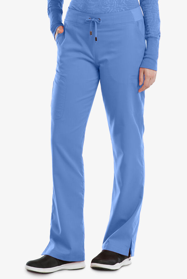 Grey's Anatomy by Barco Mia Women's 6-Pocket Straight Leg Cargo Scrub Pants - Petite - Ceil Blue - 1