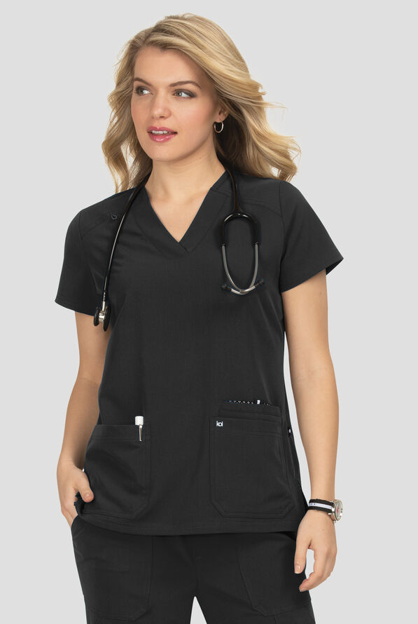Blusa m&eacute;dica Koi Next Gen Hustle and Hear con cuello en V y 3 bolsillos para mujer - Black - 2