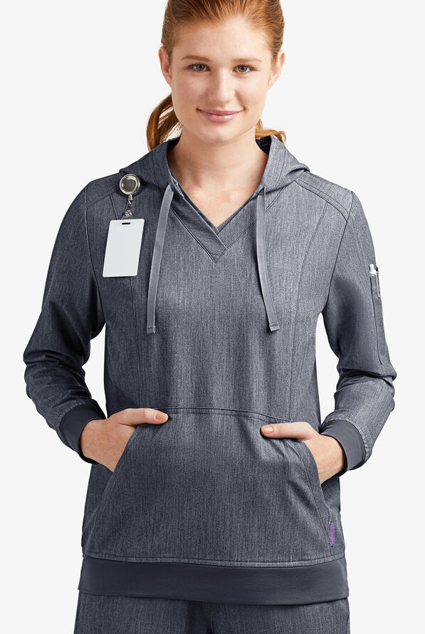 Sudadera m&eacute;dica MOVEMENT by Butter-Soft Sirius STRETCH con capucha y 4 bolsillos para mujer - Indigo Heather - 3