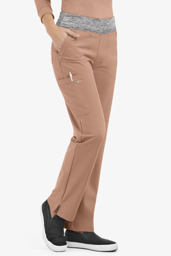 Pantal&oacute;n m&eacute;dico Easy STRETCH Petite Sienna estilo yoga con 5 bolsillos para mujer - Warm Terrazzo/Silver Melange - 1
