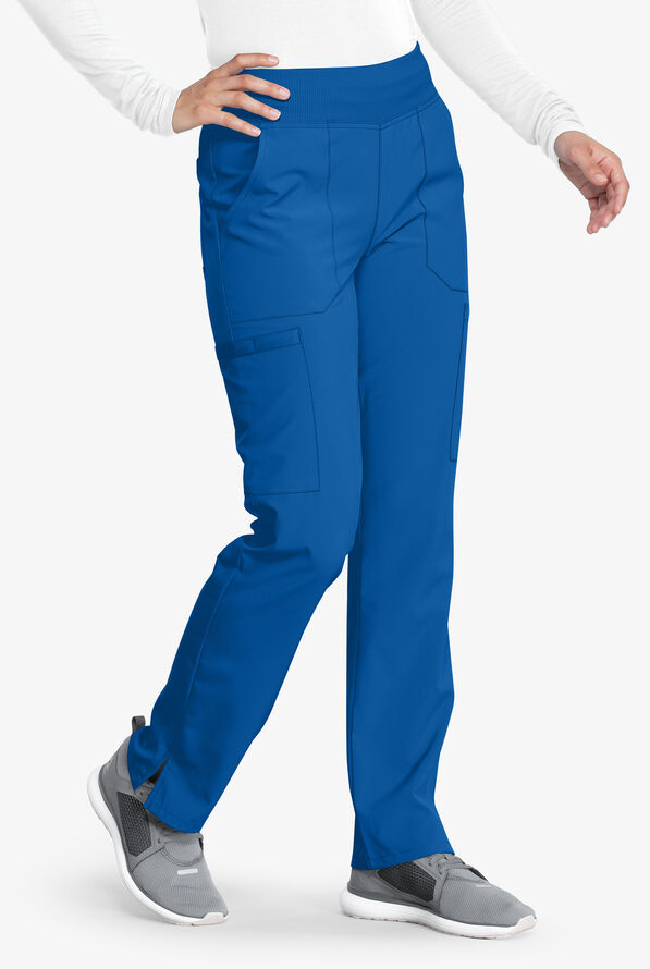Dickies EDS Essentials Women's 7-Pocket STRETCH Elastic Waistband Cargo Scrub Pants - Petite - Royal - 3