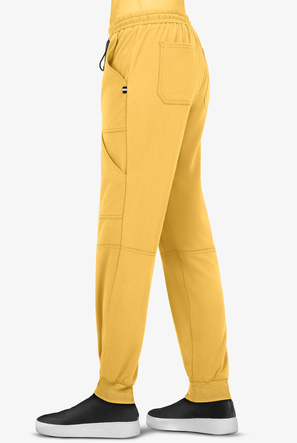 koi Next Gen Good Vibe Women's 7-Pocket STRETCH Jogger Scrub Pants - Butter Yellow - 2