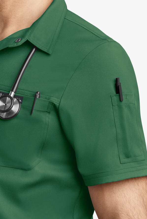 Advantage STRETCH Men's 3-Pocket Short Sleeve Polo with Back Air-Mesh Panels - Hunter - 3