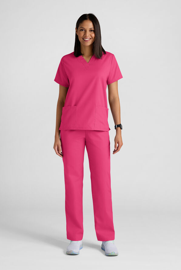 Strictly Scrubs Women's 4-Pocket Scrub Set - Fuchsia - 2