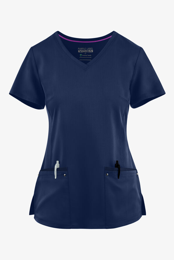 Healing Hands Purple Label Juliet Women's 2-Pocket STRETCH Princess Seam Scrub Top - Navy - 1