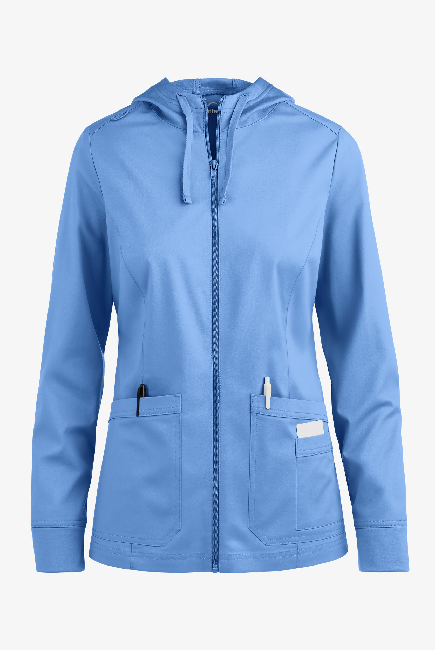 UA Butter-Soft Stretch Zip-Front Long Sleeve Hoodie, Nursing Jackets - Size S Ceil Blue COTTON/ POLYESTER/ Spandex