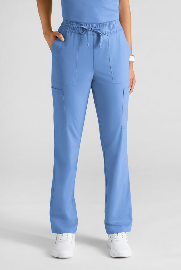Butter-Soft STRETCH FLXTEK+ Women's 8-Pocket Straight Leg Cargo Scrub Pants - Ceil Blue - 1
