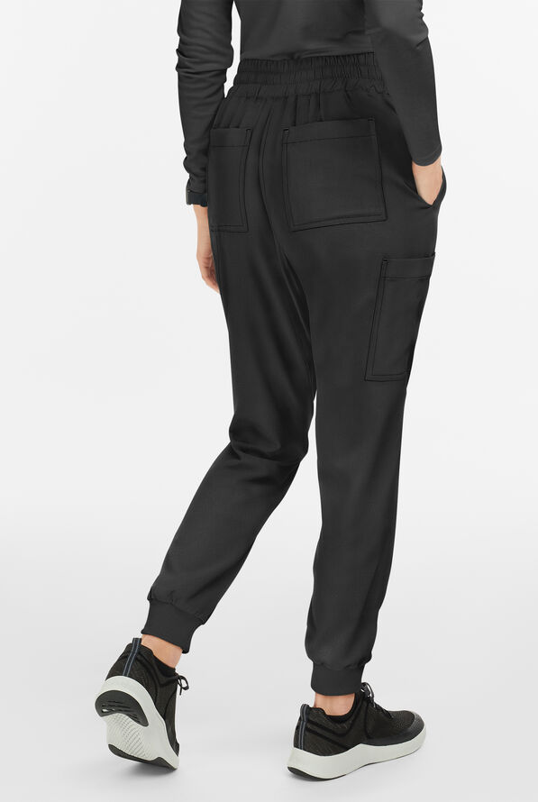 koi Basics Gemma Women's 5-Pocket STRETCH Cargo Jogger Scrub Pants - Black - 3
