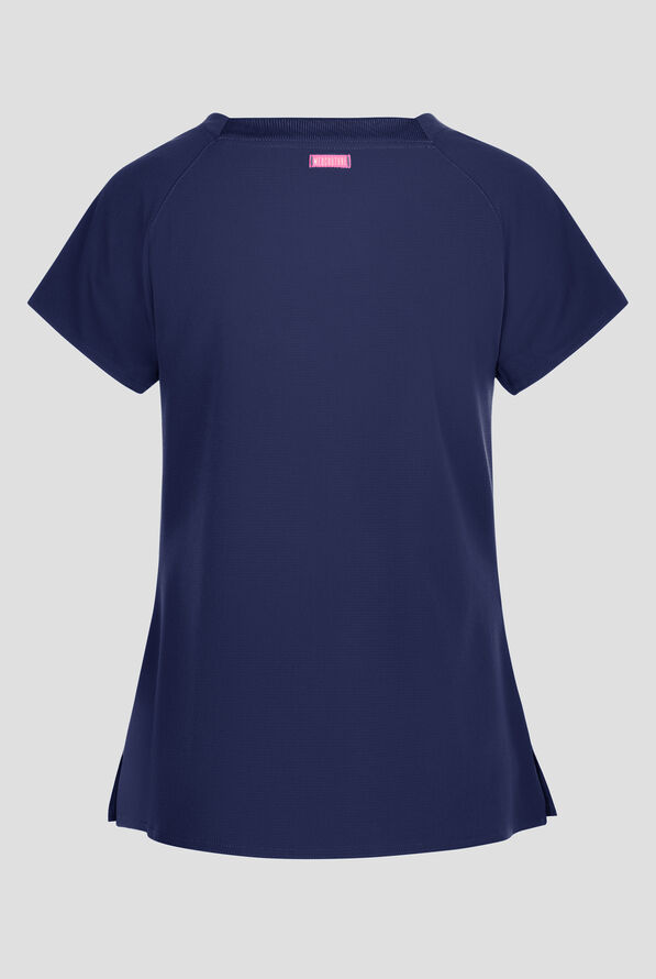 Med Couture Amp Women's 3-Pocket STRETCH Raglan Sleeve Square Neck Scrub Top - Navy - 4