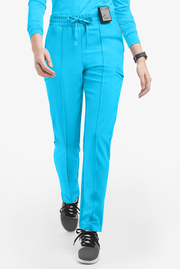 Movement by Butter-Soft Capricorn Women’s 7-Pocket Skinny Pintuck Scrub Pants - Turquoise - 1
