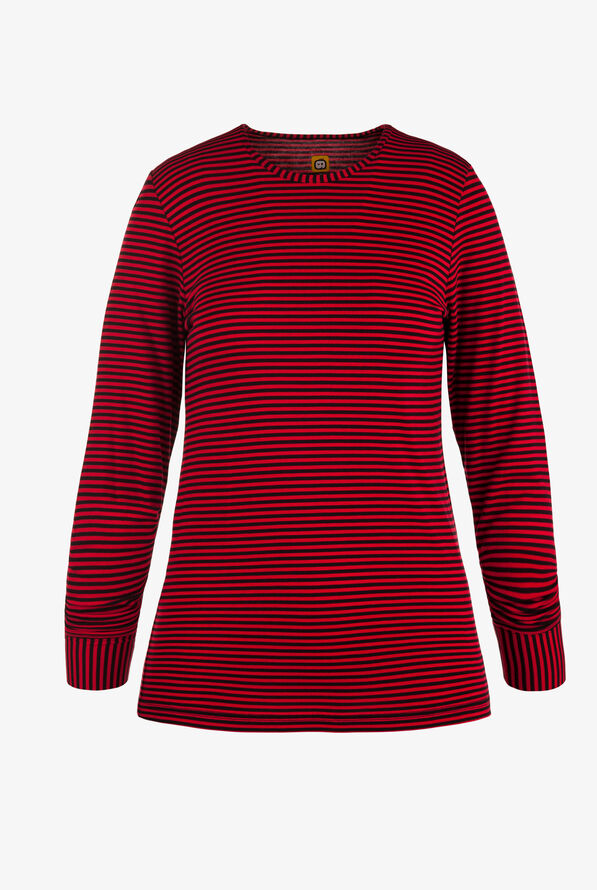 WonderWink Black/Red Women's STRETCH Long Sleeve Striped Knit Underscrub - null - 1