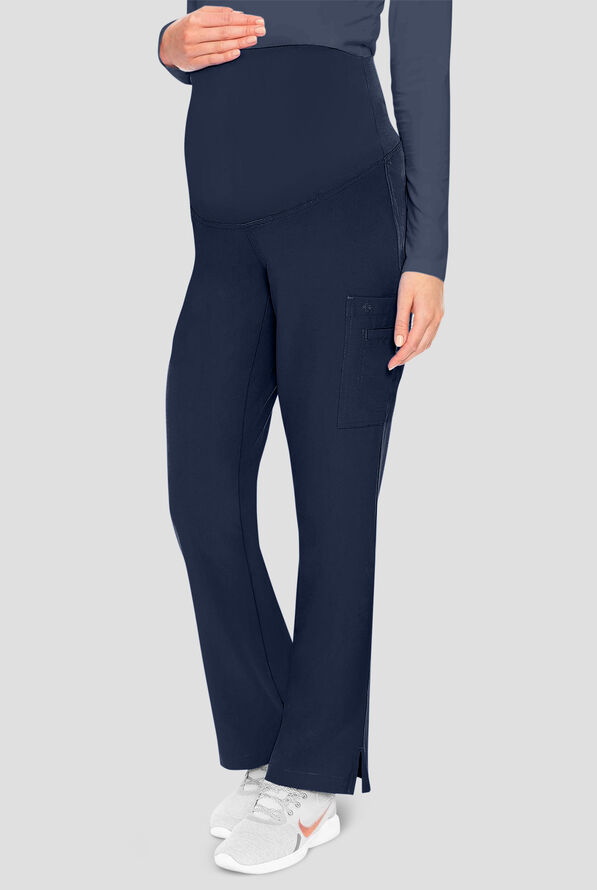 Med Couture Touch Maternity Women's 1-Pocket STRETCH High Waist Straight Leg Scrub Pant - Navy - 1