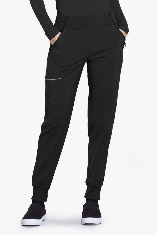 Infinity Women's 5-Pocket STRETCH Tapered Jogger Cargo Scrub Pants - Black - 1