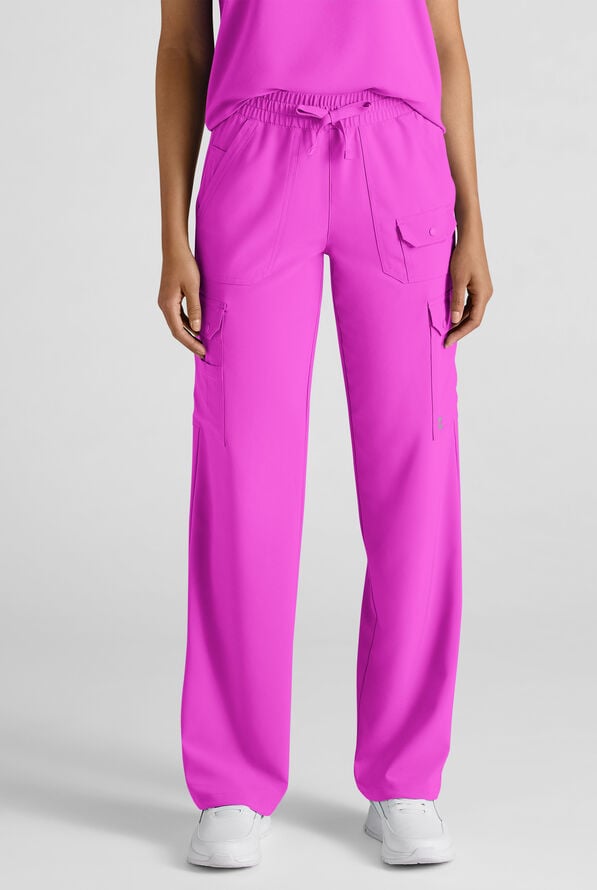 Easy STRETCH Ayo Women's 10-Pocket Cargo Scrub Pants - Electric Fuchsia - 1