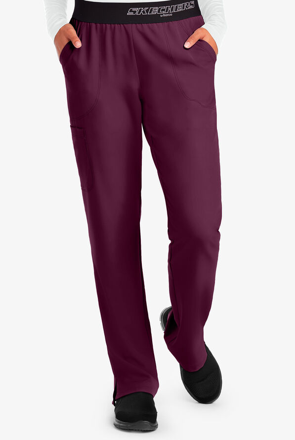 Pantalón médico Skechers Vitality estilo cargo con 3 bolsillos para mujer  - Wine - 1