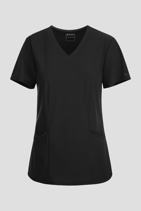 Infinity Pursuit Women's 3-Pocket STRETCH V-Neck Scrub Top - Black - 1
