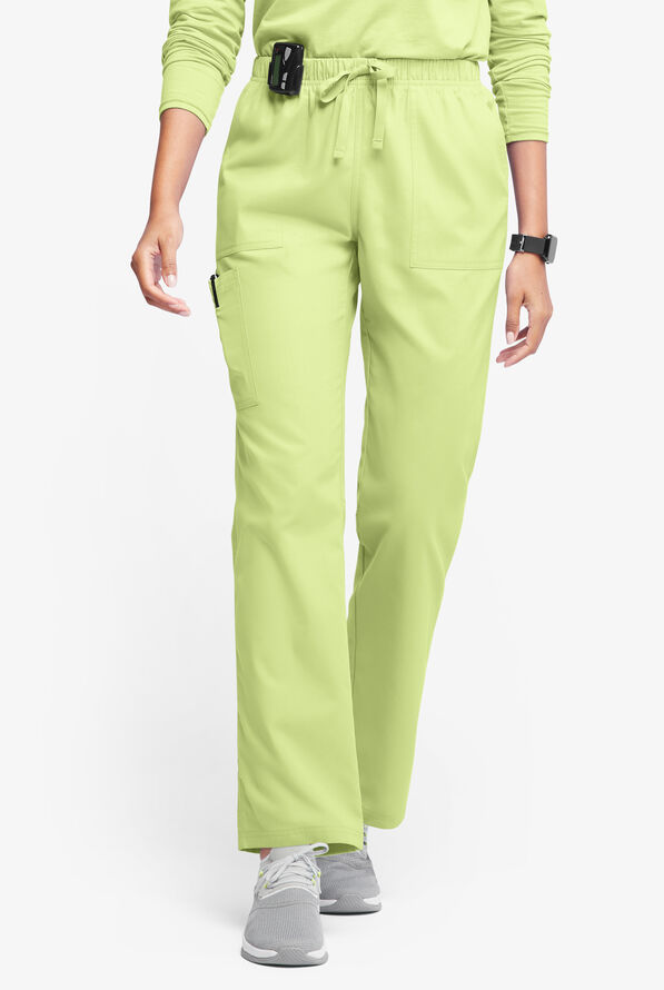 Pantalón médico Butter-Soft Originals de tiro medio estilo cargo con piernas rectas y 7 bolsillos para mujer - Cool Matcha - 1