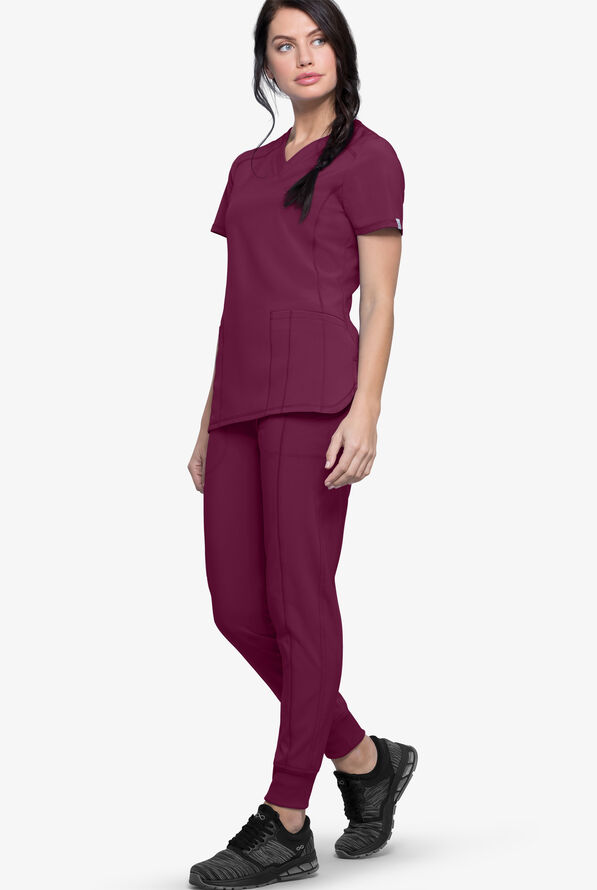 Infinity Women's 2-Pocket STRETCH V-Neck Scrub Top - Wine - 2