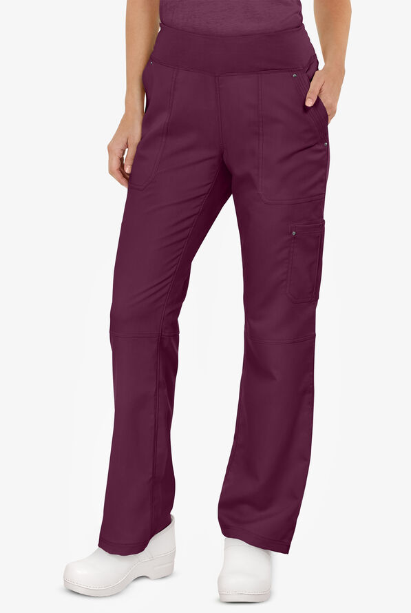 Healing Hands Purple Label Tori Women's 5-Pocket STRETCH Yoga Scrub Pants - Tall - Wine - 1