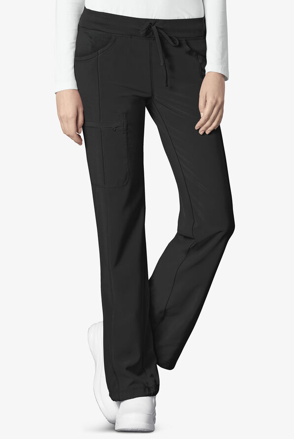 Infinity Women's 4-Pocket STRETCH Drawstring Scrub Pants - Petite - Black - 1