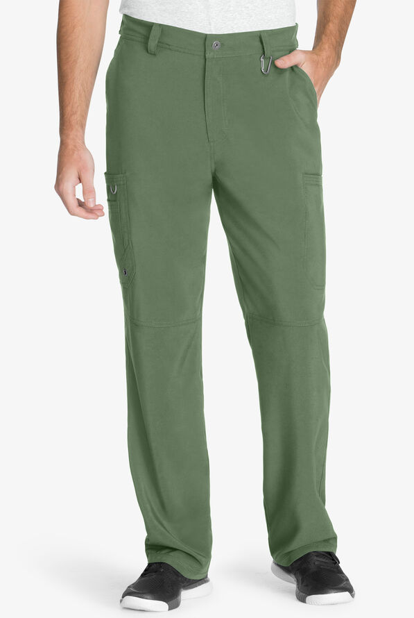 Infinity Men's 5-Pocket STRETCH Tapered Leg Cargo Scrub Pants - Olive - 1