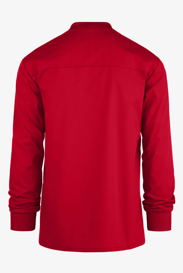 Cherokee Workwear Professionals Men's 3-Pocket STRETCH Snap Front Scrub Jacket - Red - 2