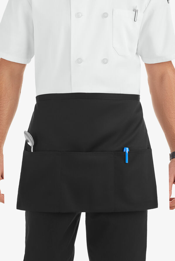 Chef Uniforms Unisex 3-Pocket Reversible Waist Chef Apron  - Black - 1