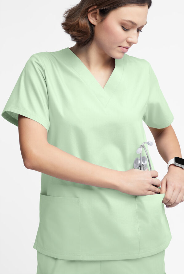 Butter-Soft Originals Women's 2-Pocket V-Neck Scrub Top - Sea Glass - 4