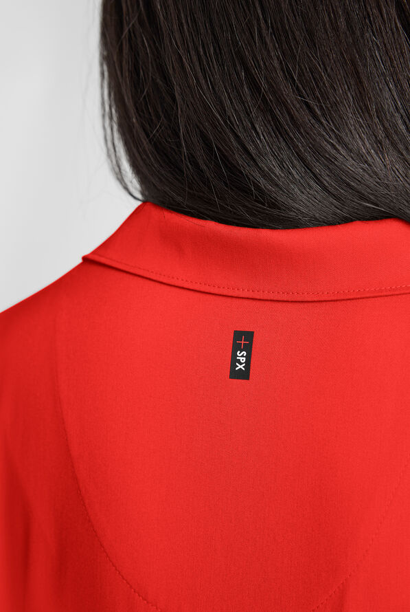 Grey's Anatomy by Barco Emerge Emery Women's 3-Pocket STRETCH Collar V-Neck Scrub Top - Sunset Orange - 5