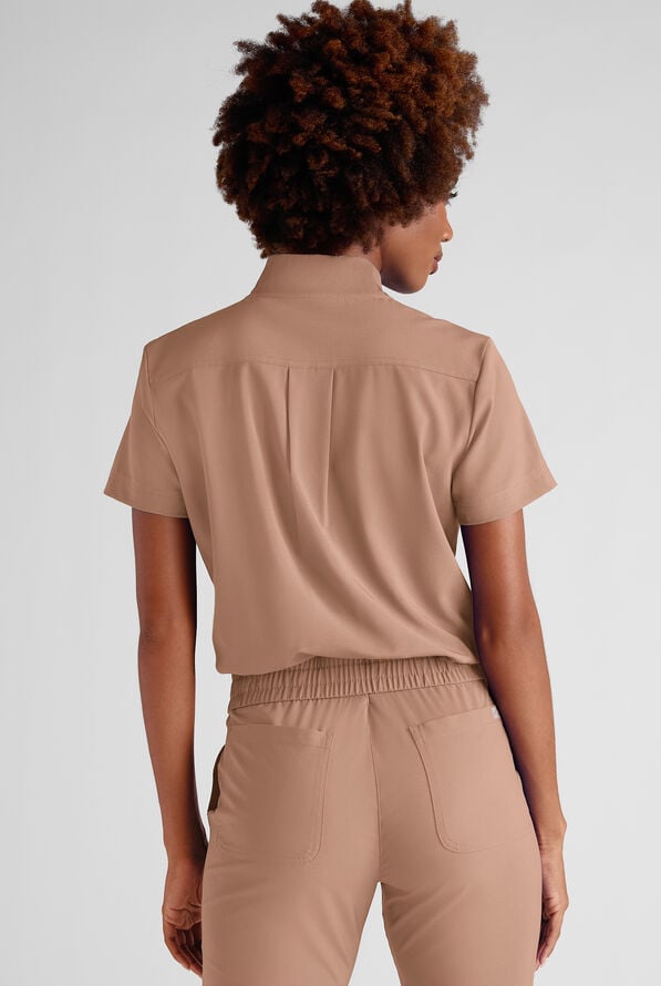 Blusa m&eacute;dica estilo mono Easy STRETCH Nika con cremallera y 2 bolsillos para mujer - Mono m&eacute;dico de 2 piezas - Warm Terrazzo - 5