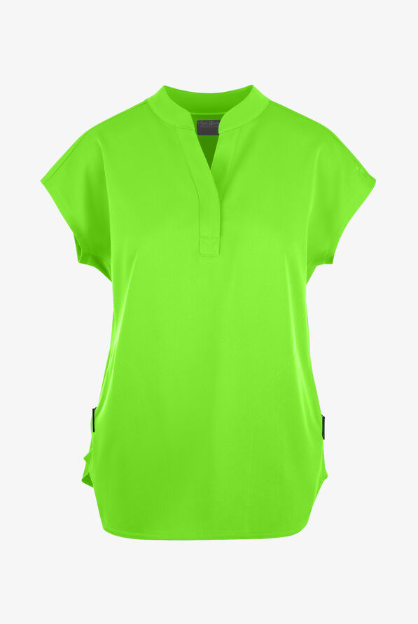 Zavate Ava Therese Piper Women's 2-Pocket STRETCH Dolman Sleeve Mandarin Collar Scrub Top - Electric Green - 1
